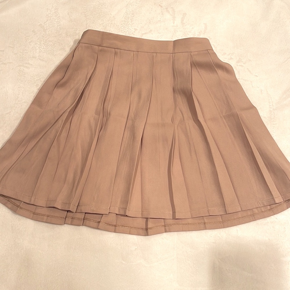 Beige Pleated Cute Women Mini Skirt